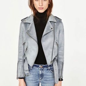 Zara light blue suede jacket